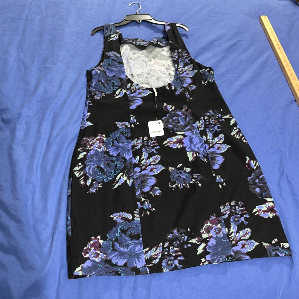 Free People Mayberry Mini Dress Size Large Blue Purple Floral Linen Blend NWT - Picture 10 of 14